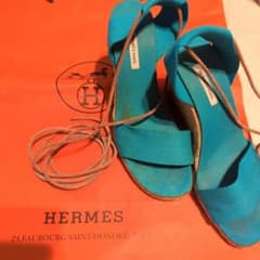 HERMES エルメス エスパドリーユ ウェッジソール サンダル ブルーのサムネイル