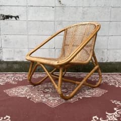 古家具ナチュラル天然素材◾️籐ラタンフレーム ラタンチェア 椅子 アームチェア A 古家具ナチュラル天然素材◾️籐ラタンフレーム ラタンチェア