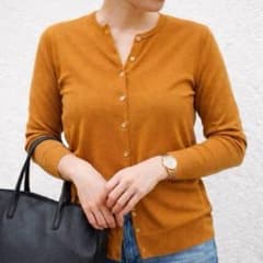 美品✨ドゥーズィエムクラスMUSE 金ボタン　カーディガン　日本製　キャメルM毛 美品☃️ミューズデドゥーズィエムクラス カーディガン M 金ボタン