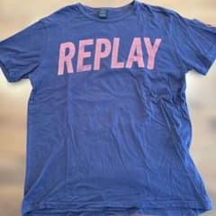 REPLAY Tシャツ ネイビー ロゴプリントのサムネイル