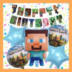 マイクラ　誕生日　バルーン　ガーランド　飾りつけ　マインクラフト