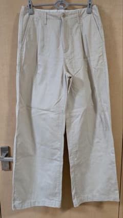 無印良品 ムラ糸 チノタックワイドパンツ ベージュ L