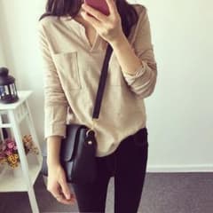送料込♡ZARA.H&M系.シンプルベーシック七分袖カットソーTシャツのサムネイル