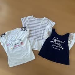花柄 リボン ラインストーンTシャツ3枚セット120cmのサムネイル