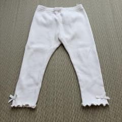 リブ パンツ ウエストゴム 裾リボン ホワイトのサムネイル