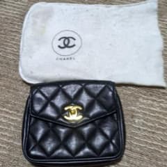 CHANEL ブラック キルティング ポーチ 保存袋付き - メルカリ