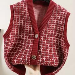 レトロチェックニットベストのサムネイル