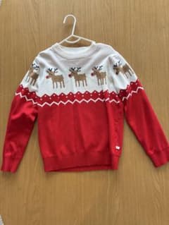 トナカイ柄 キッズ セーター レッド ホワイトのサムネイル