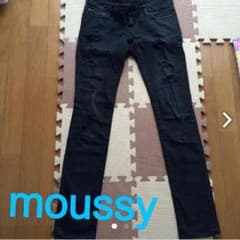 処分格安 moussyダメージブラックデニムのサムネイル