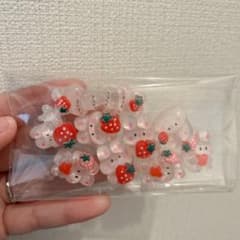 イチゴを持ったうさぎのデコパーツのサムネイル