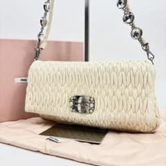 付属品完備 miu miu ナッパクリスタル ターンロック ショルダーバッグ 