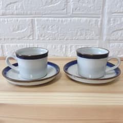 砥部焼 登山窯 デミタスカップ&ソーサー ペア