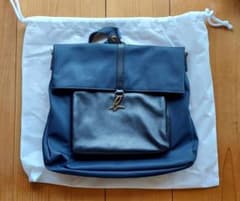 アニエスベー バッグ 2way 2WAY 紺色 皮部分ブラック ロゴ金具 ショル 