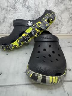 [Mint Condition] Crocs Duet Sport Camouflage Clogs, Size 23cm, Black x Yellow