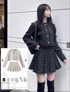 ツイードジャケット　フレアミニスカートSET ツイードジャケットxプリーツミニスカートセットアップ GRL - メルカリ