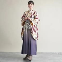卒業式  女性 袴2点セット 二尺袖 着物  袴  袴セット えんじ 矢絣のサムネイル