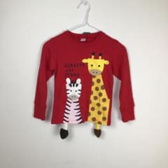 CHEEK ROOM キリンとシマウマ 長袖トレーナー 赤のサムネイル