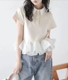 AMELY ダブルフリル ペプラムトップス 半袖のサムネイル