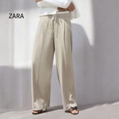 極美品】ZARA ザラ ダブルウエストバンドワイドレッグパンツ