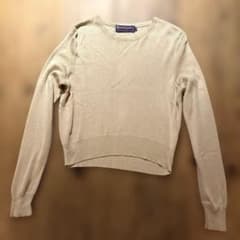 最高峰 紫タグ ラルフローレンコレクション シルク100% リブニット ベージュ 最高峰 紫タグ ラルフローレンコレクション シルク100% リブニット