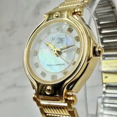 新品電池】 美品 クロイゼ シェル文字盤 カットガラス 12Pダイヤ