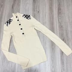 美品）BURBERRY BLUE LABEL リブニットオフホワイト 38 - メルカリ