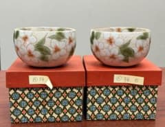 レア 白 SAKURA 京焼清水焼とうあん窯土渕陶あん 桜 色絵付 2客 さくら m65626173239_1.jpg?1746594234