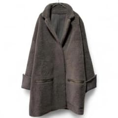 美品 32 PARADIS シアリングムートンコート お袖ジップ グレージュ系