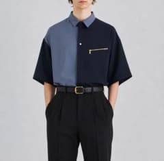CULLNI クルニ STUDIOUS別注 バイカラーシャツ ネイビー ブルー - メルカリ