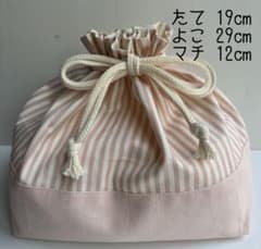 お弁当袋 巾着袋 ハンドメイド 入園入学 ストライプ柄 ピンク - メルカリ
