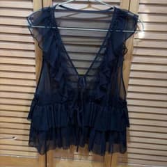 JEANASIS チュールフリルベスト ブラックのサムネイル