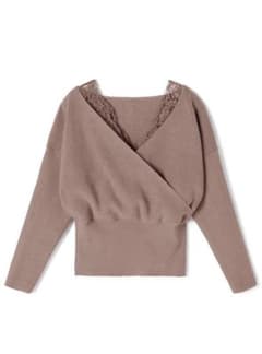 【GRLグレイル】【新品未使用】レースドッキングカシュクールニットトップスのサムネイル
