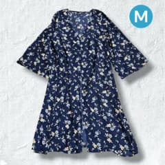 One-way dress, size M, navy, floral print, gown/cardigan, excellent condition, cute and sophisticated.