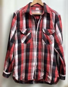 【美品/希少XL】90s EDWIN ヘビーネルシャツ アメカジ 赤黒のサムネイル