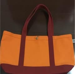 新品 未使用 帆布 トートバッグ オレンジ x  赤のサムネイル