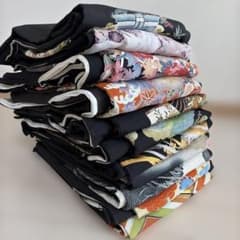 □S004□落款 正絹 黒留袖 11点セット□まとめ売り 美品～やや汚れ有り