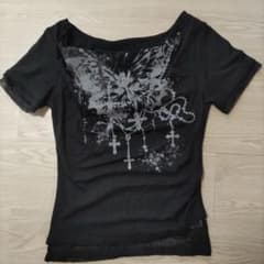 VOLCAN&APHRODITEバタフライ＆クロス 半袖Tシャツ レース切替のサムネイル