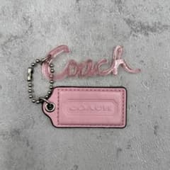 4459 美品 COACH レザータグチャーム ピンク バイカラー クリアタグのサムネイル