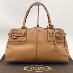 【極美品】TOD'Sトッズ レザー ハンドバッグ サイドベルト キャメル 保存袋 極美品】TOD'Sトッズ レザー ハンドバッグ サイドベルト キャメル 保存