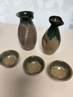 上野焼　徳利　おちょこ陶器の酒器セット