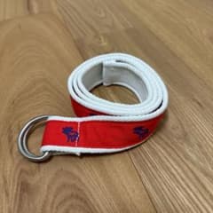 [Excellent Condition] Abercrombie & Fitch Men's Belt, Red Fabric Belt, Silver
