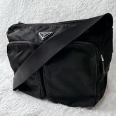 PRADA ポコノ 三角ロゴ ダブルポケット 白タグ ブラック ショルダー 