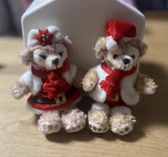 美品】ダッフィー＆シェリーメイ クリスマス ぬいぐるみストラップ 2点