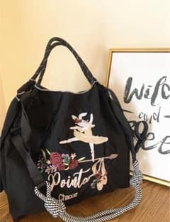 新品Ball & Chain  チャコットのエコバッグ　刺繍入りバッグＭサイズのサムネイル