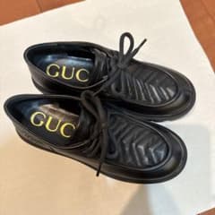 凛*様 【一度のみ着用】GUCCI ローファー　レースアップ シューズ ブラック 凛*様 【一度のみ着用】GUCCI ローファー レースアップ シューズ