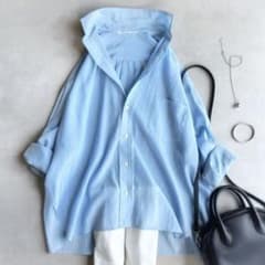 極美品△TICCA ティッカ /シアースクエアビッグシャツ△水色 ライト