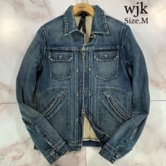 Size.M wjk ビンテージ加工 ストレッチ Wジップ デニム ジャケット 