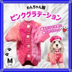 わんちゃん服 ピンクグラデーション ニット Mサイズ ペット服　単品のサムネイル