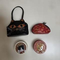猫ミニバッグ、猫ポーチ、猫空き缶2点　計4点セットのサムネイル