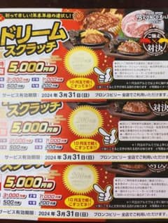 ブロンコビリー金券のサムネイル